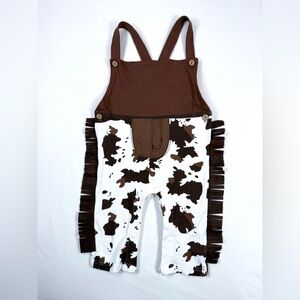 A&J DESIGN Toddler Boys' Cowprint Western Overalls Jumpsuit Cowboy Rodeo Size 2T